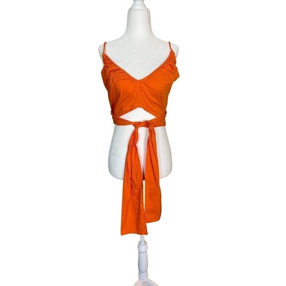 Tanya Taylor Cecil Crop Top in Orange Womens Sleeveless Tank - Picture 3 of 13